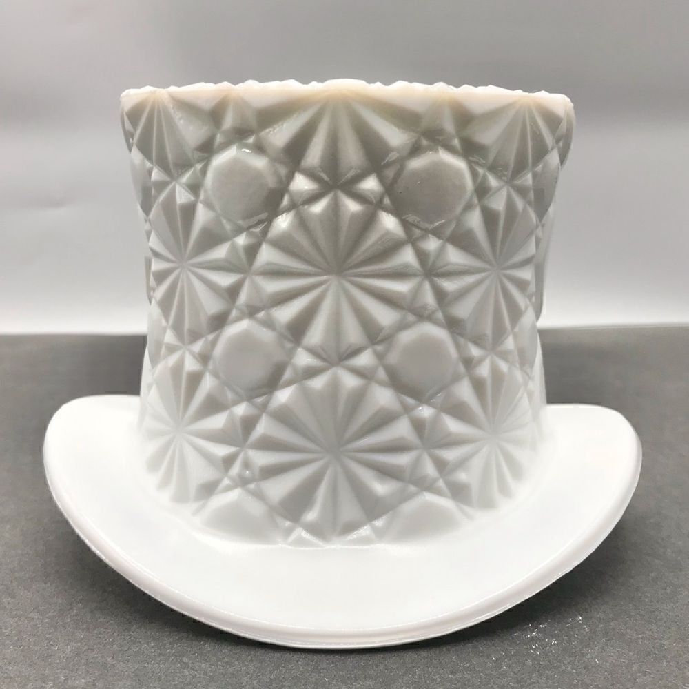 Vintage Fenton Daisy and Button Milk Glass Top Hat Topper Planter Decor